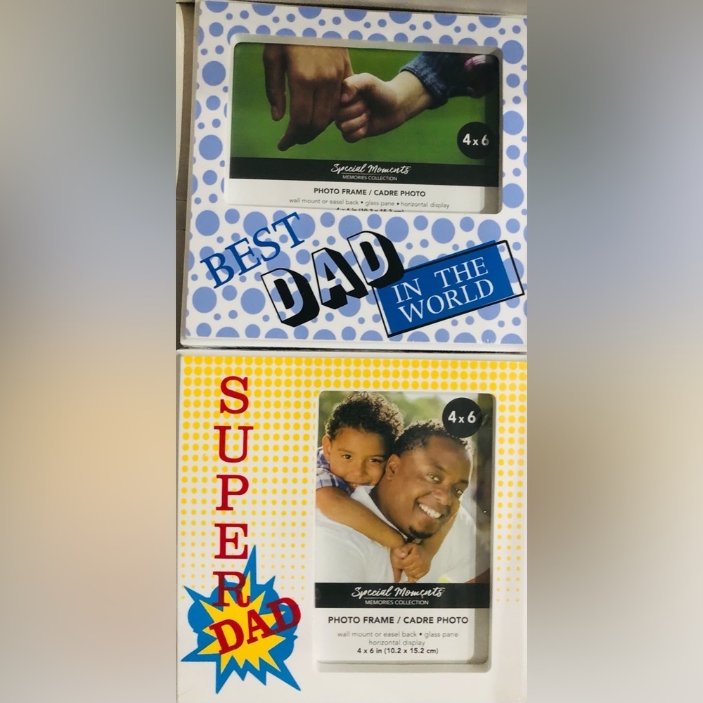 2pack Super Dad & Best Dad 4”x6” Father’s day photo frames new